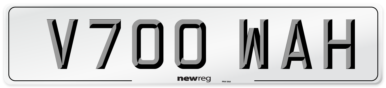 V700 WAH Number Plate from New Reg